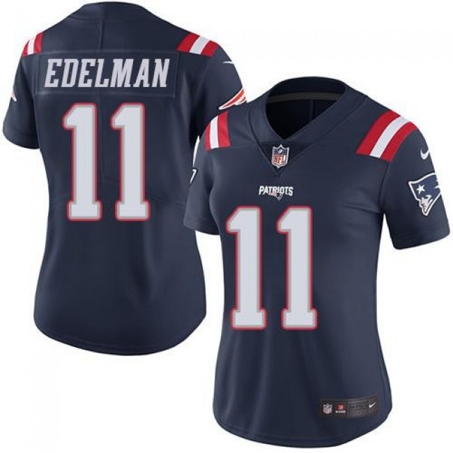 Women's Patriots #11 Julian Edelman Navy Blue Stitched NFL Limited Rush Jersey