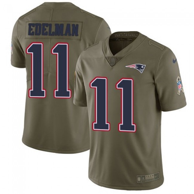Nike Patriots #11 Julian Edelman Olive Men's Stitched NFL Limited 2017 Salute To Service Jersey
