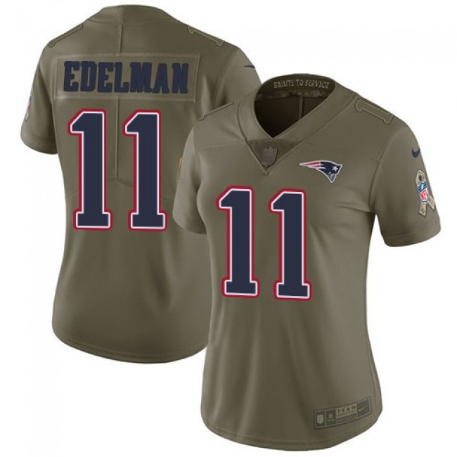 Women's Patriots #11 Julian Edelman Olive Stitched NFL Limited 2017 Salute to Service Jersey