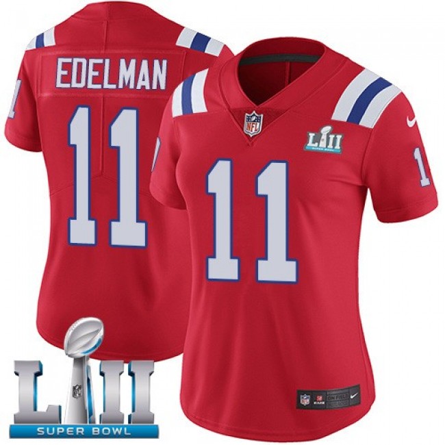 Women's Patriots #11 Julian Edelman Red Alternate Super Bowl LII Stitched NFL Vapor Untouchable Limited Jersey