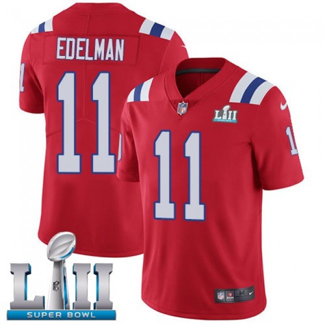 New England Patriots #11 Julian Edelman Red Alternate Super Bowl LII Youth Stitched NFL Vapor Untouchable Limited Jersey