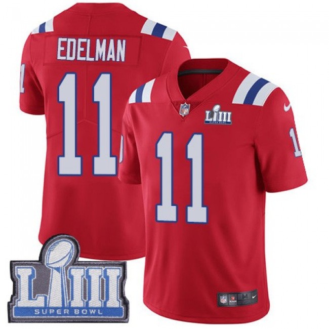 Nike Patriots #11 Julian Edelman Red Alternate Super Bowl LIII Bound Men's Stitched NFL Vapor Untouchable Limited Jersey