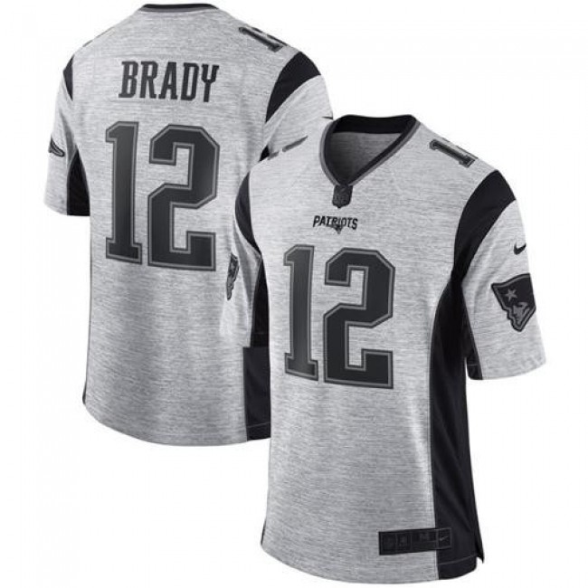 Nike Patriots #12 Tom Brady Gray Men's Stitched NFL Limited Gridiron Gray II Jersey