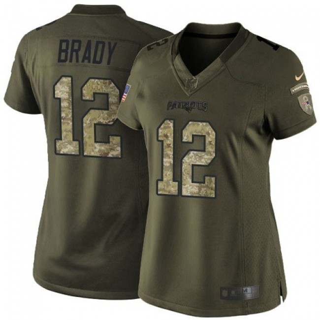 Women's Patriots #12 Tom Brady Green Stitched NFL Limited 2015 Salute to Service Jersey