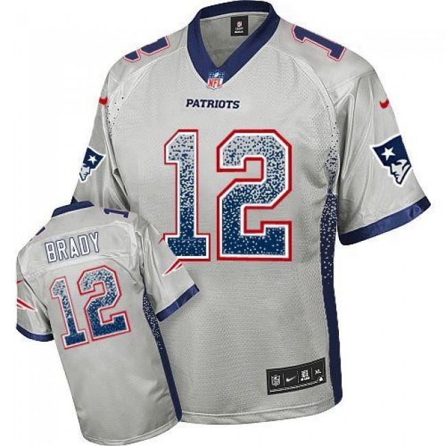 Nike Patriots #12 Tom Brady Grey Men's Stitched NFL Elite Drift Fashion Jersey