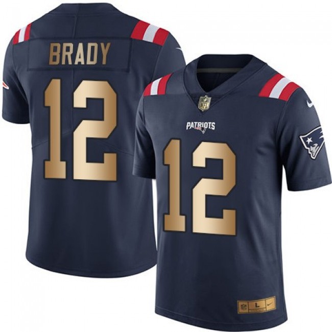 Nike Patriots #12 Tom Brady Navy Blue Men's Stitched NFL Limited Gold Rush Jersey