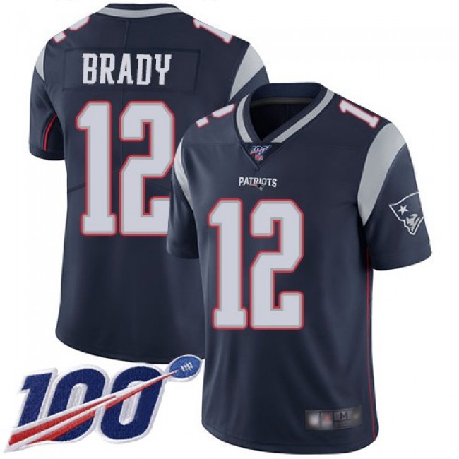 Nike Patriots #12 Tom Brady Navy Blue Team Color Men's Stitched NFL 100th Season Vapor Limited Jersey