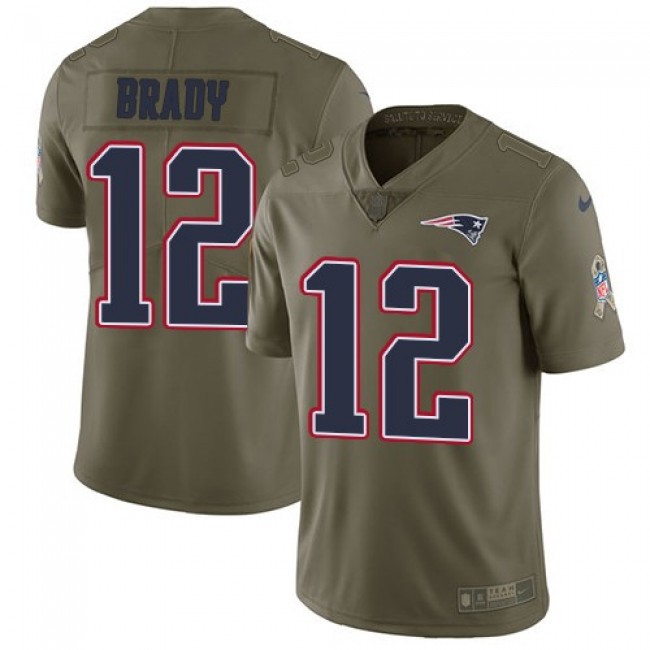 Nike Patriots #12 Tom Brady Olive Men's Stitched NFL Limited 2017 Salute To Service Jersey