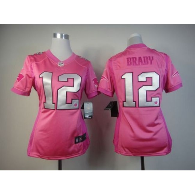 Women's Patriots #12 Tom Brady Pink Be Luv'd Stitched NFL Elite Jersey