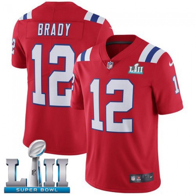 New England Patriots #12 Tom Brady Red Alternate Super Bowl LII Youth Stitched NFL Vapor Untouchable Limited Jersey