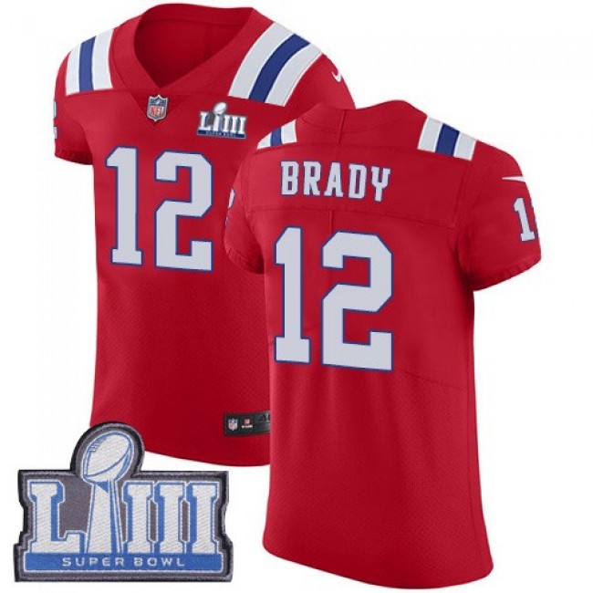 Nike Patriots #12 Tom Brady Red Alternate Super Bowl LIII Bound Men's Stitched NFL Vapor Untouchable Elite Jersey