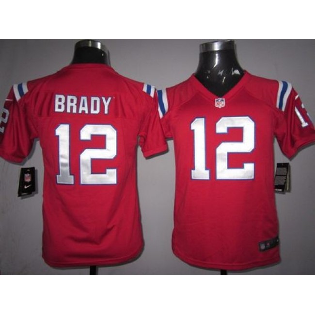 New England Patriots #12 Tom Brady Red Alternate Youth Stitched NFL Elite Jersey
