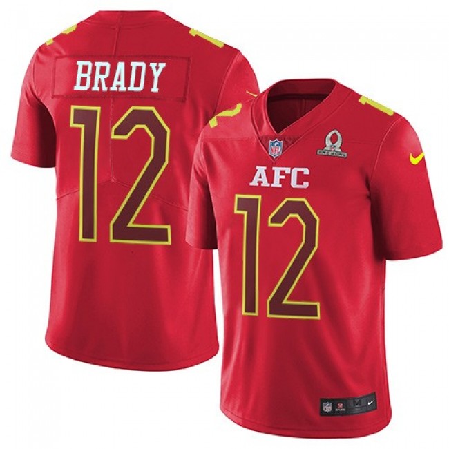 Nike Patriots #12 Tom Brady Red Men's Stitched NFL Limited AFC 2017 Pro Bowl Jersey