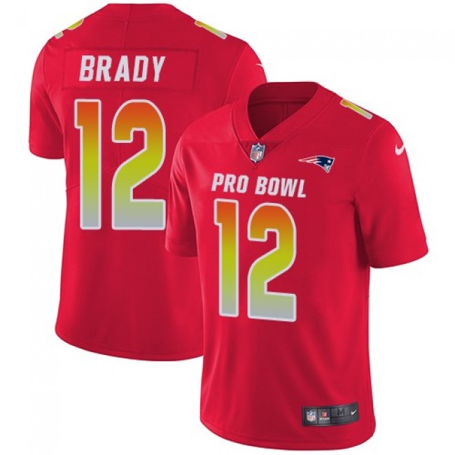 Women's Patriots #12 Tom Brady Red Stitched NFL Limited AFC 2018 Pro Bowl Jersey
