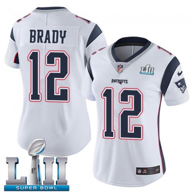 Women's Patriots #12 Tom Brady White Super Bowl LII Stitched NFL Vapor Untouchable Limited Jersey