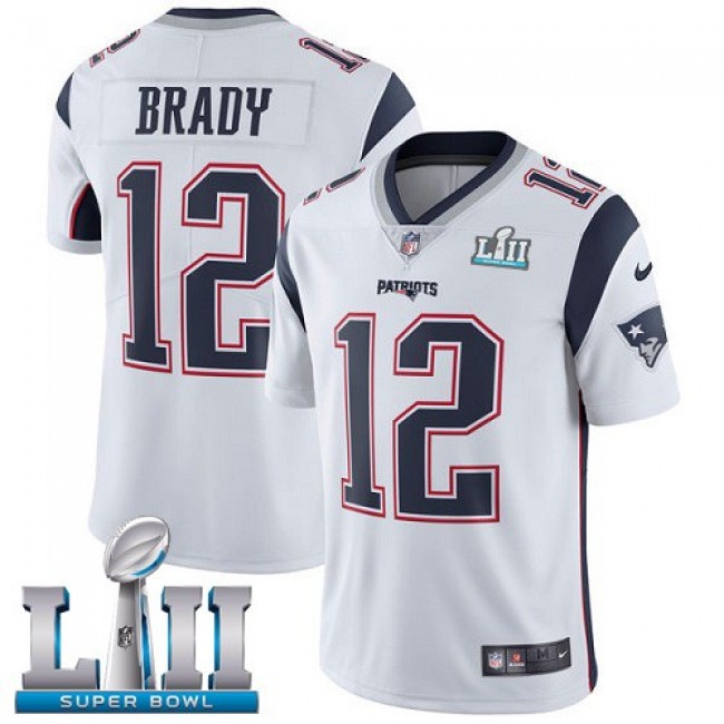 New England Patriots #12 Tom Brady White Super Bowl LII Youth Stitched NFL Vapor Untouchable Limited Jersey