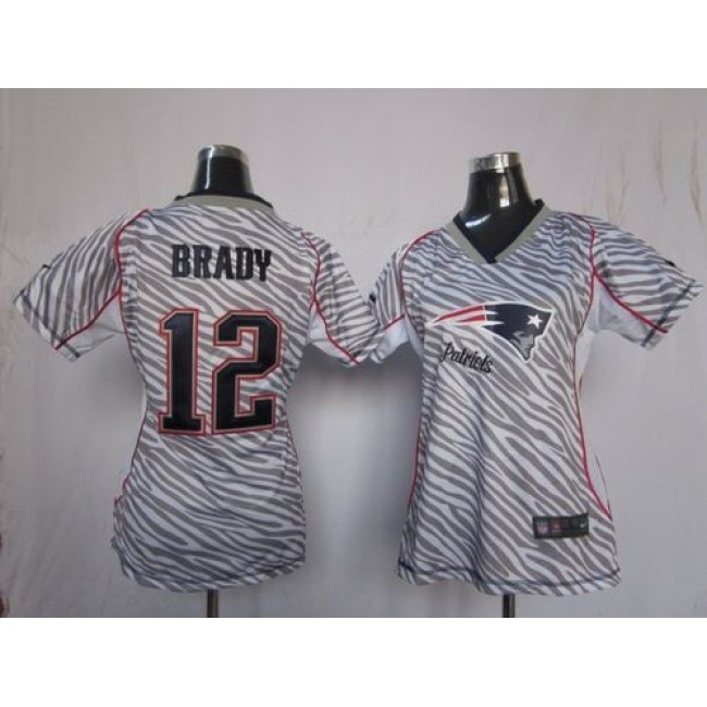 Women's Patriots #12 Tom Brady Zebra Stitched NFL Elite Jersey