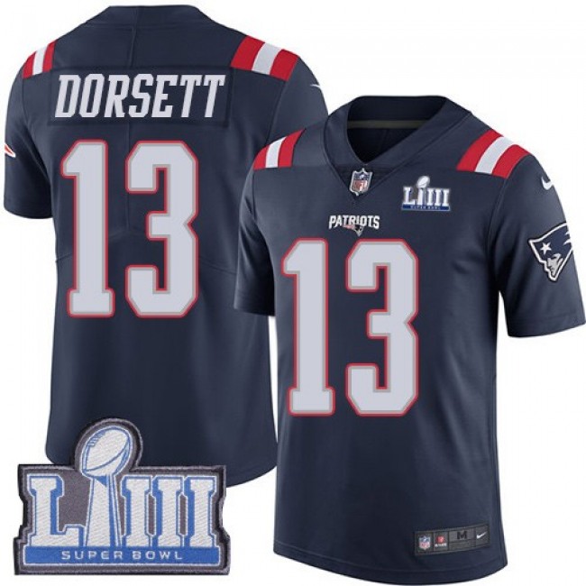 Nike Patriots #13 Phillip Dorsett Navy Blue Super Bowl LIII Bound Men's Stitched NFL Limited Rush Jersey
