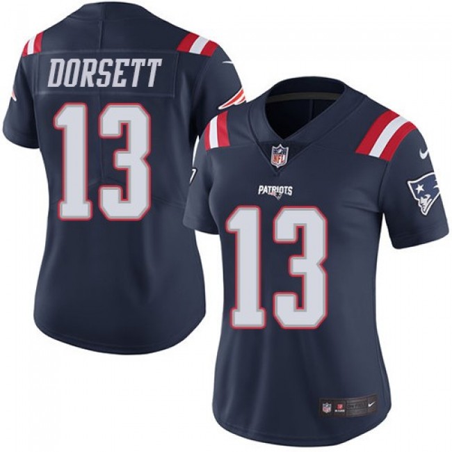 Women's Patriots #13 Phillip Dorsett Navy Blue Stitched NFL Limited Rush Jersey