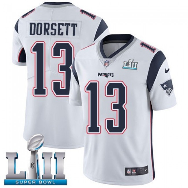New England Patriots #13 Phillip Dorsett White Super Bowl LII Youth Stitched NFL Vapor Untouchable Limited Jersey