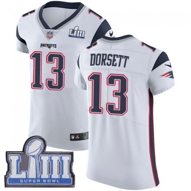 Nike Patriots #13 Phillip Dorsett White Super Bowl LIII Bound Men's Stitched NFL Vapor Untouchable Elite Jersey