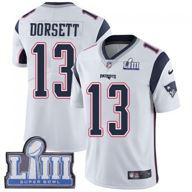 Nike Patriots #13 Phillip Dorsett White Super Bowl LIII Bound Men's Stitched NFL Vapor Untouchable Limited Jersey