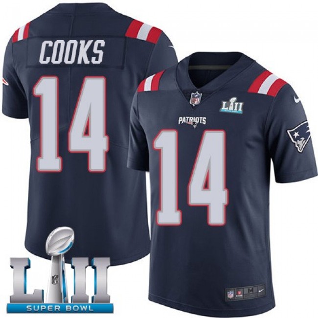 New England Patriots #14 Brandin Cooks Navy Blue Super Bowl LII Youth Stitched NFL Limited Rush Jersey
