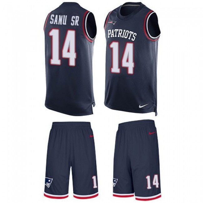 Nike Patriots #14 Mohamed Sanu Sr Navy Blue Team Color Men's Stitched NFL Limited Tank Top Suit Jersey