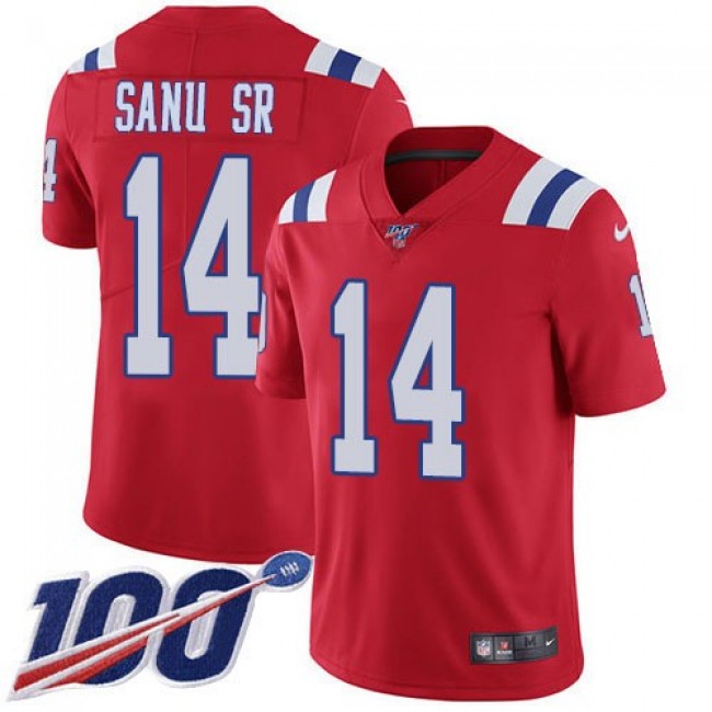 Nike Patriots #14 Mohamed Sanu Sr Red Alternate Men's Stitched NFL 100th Season Vapor Limited Jersey