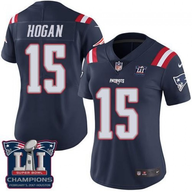 Women's Patriots #15 Chris Hogan Navy Blue Super Bowl LI Champions Stitched NFL Limited Rush Jersey