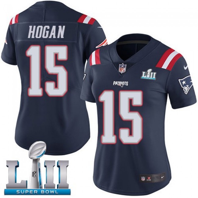 Women's Patriots #15 Chris Hogan Navy Blue Super Bowl LII Stitched NFL Limited Rush Jersey