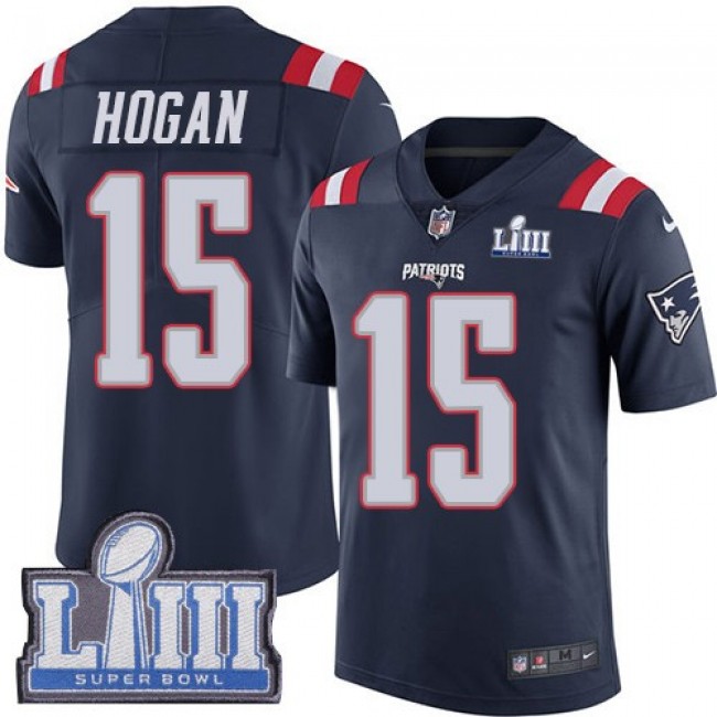 Nike Patriots #15 Chris Hogan Navy Blue Super Bowl LIII Bound Men's Stitched NFL Limited Rush Jersey