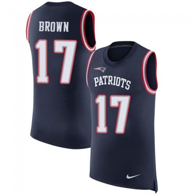 Nike Patriots #17 Antonio Brown Navy Blue Team Color Men's Stitched NFL Limited Rush Tank Top Jersey