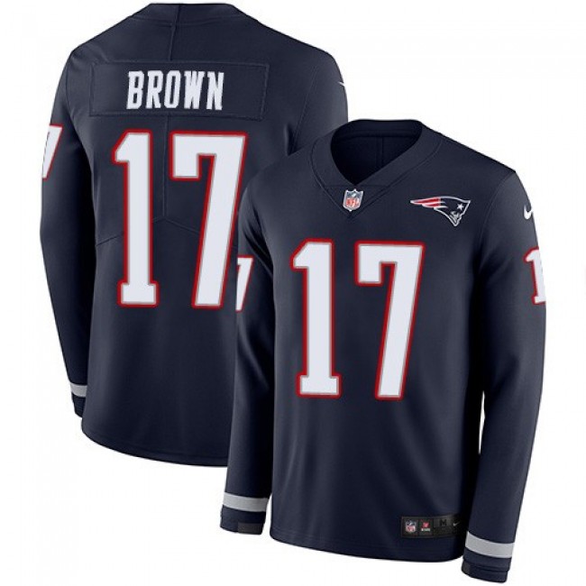 Nike Patriots #17 Antonio Brown Navy Blue Team Color Men's Stitched NFL Limited Therma Long Sleeve Jersey