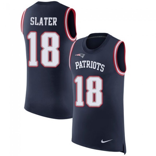 Nike Patriots #18 Matt Slater Navy Blue Team Color Men's Stitched NFL Limited Rush Tank Top Jersey