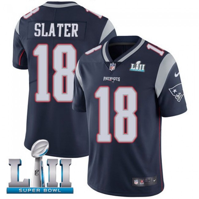 New England Patriots #18 Matt Slater Navy Blue Team Color Super Bowl LII Youth Stitched NFL Vapor Untouchable Limited Jersey