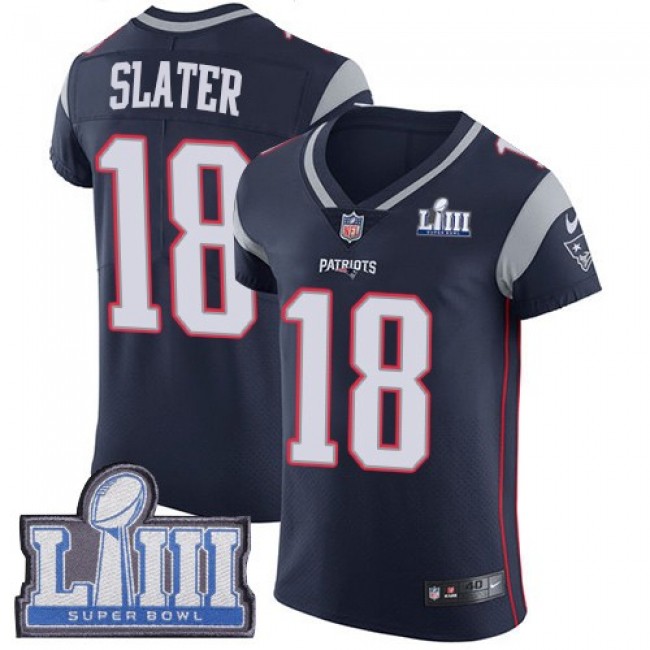 Nike Patriots #18 Matt Slater Navy Blue Team Color Super Bowl LIII Bound Men's Stitched NFL Vapor Untouchable Elite Jersey