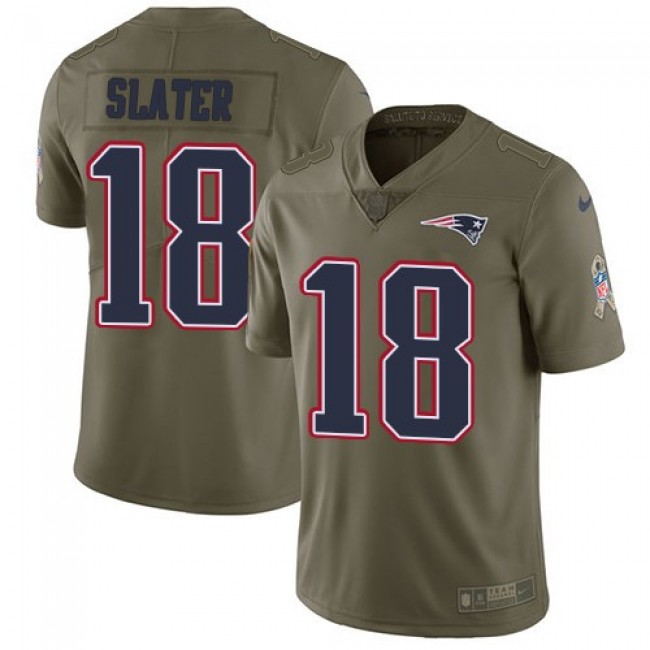 Nike Patriots #18 Matt Slater Olive Men's Stitched NFL Limited 2017 Salute To Service Jersey