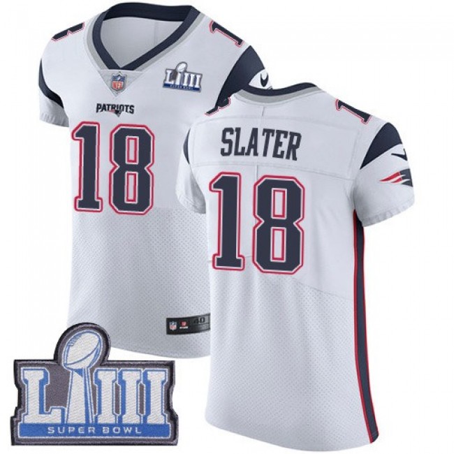 Nike Patriots #18 Matt Slater White Super Bowl LIII Bound Men's Stitched NFL Vapor Untouchable Elite Jersey