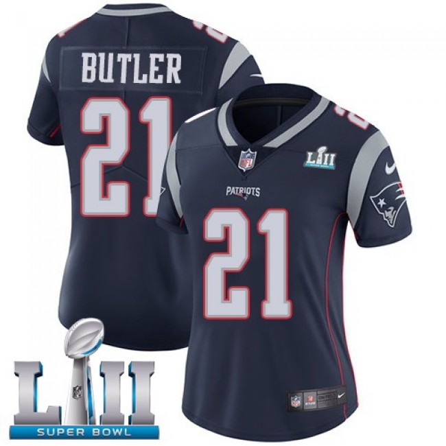 Women's Patriots #21 Malcolm Butler Navy Blue Team Color Super Bowl LII Stitched NFL Vapor Untouchable Limited Jersey