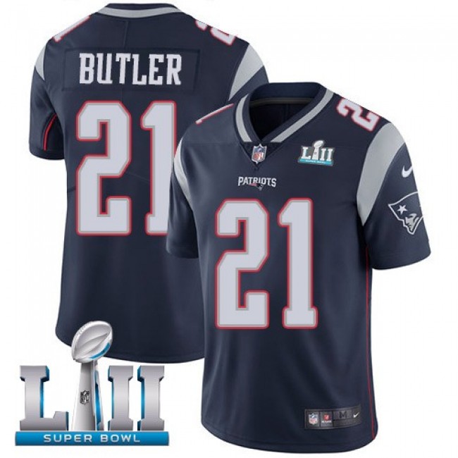 New England Patriots #21 Malcolm Butler Navy Blue Team Color Super Bowl LII Youth Stitched NFL Vapor Untouchable Limited Jersey