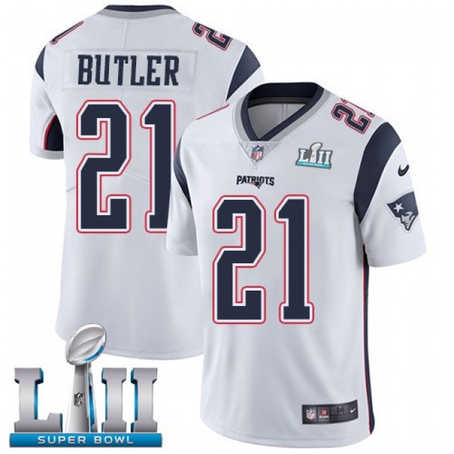 New England Patriots #21 Malcolm Butler White Super Bowl LII Youth Stitched NFL Vapor Untouchable Limited Jersey