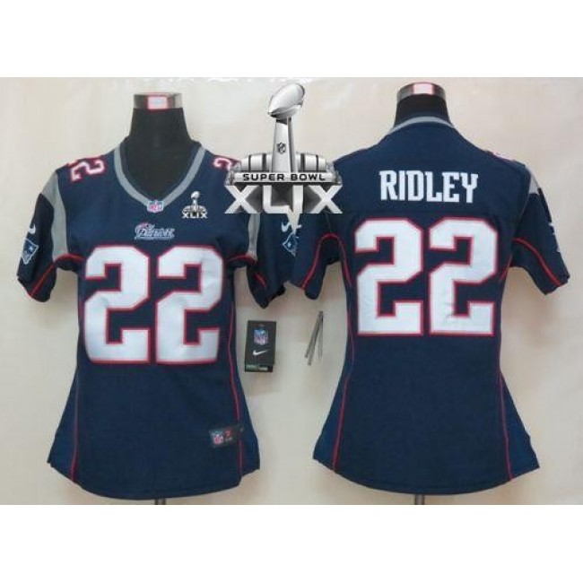 Women's Patriots #22 Stevan Ridley Navy Blue Team Color Super Bowl XLIX Stitched NFL Elite Jersey