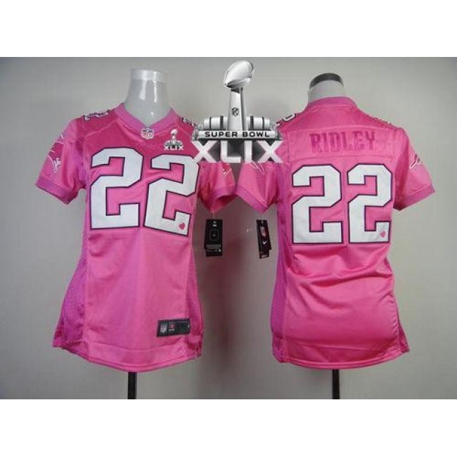 Women's Patriots #22 Stevan Ridley Pink Super Bowl XLIX Be Luv'd Stitched NFL New Elite Jersey