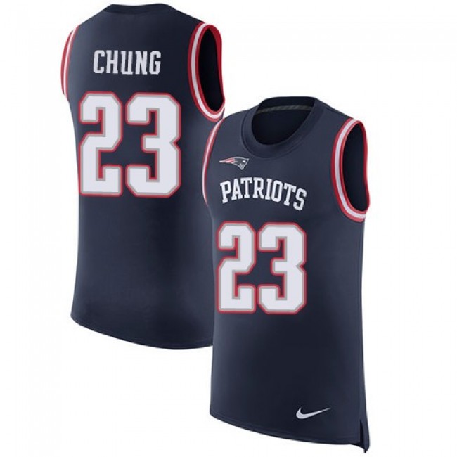 Nike Patriots #23 Patrick Chung Navy Blue Team Color Men's Stitched NFL Limited Rush Tank Top Jersey