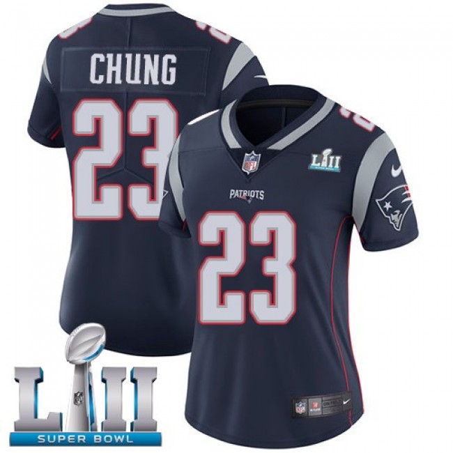 Women's Patriots #23 Patrick Chung Navy Blue Team Color Super Bowl LII Stitched NFL Vapor Untouchable Limited Jersey