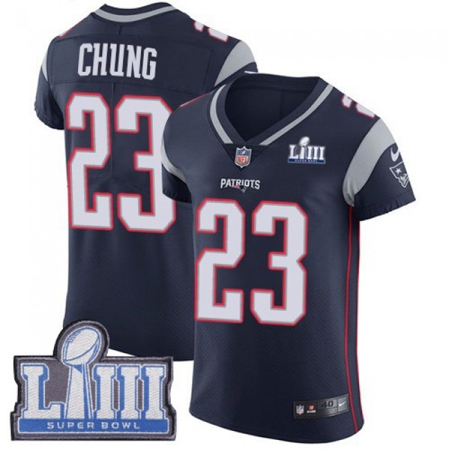 Nike Patriots #23 Patrick Chung Navy Blue Team Color Super Bowl LIII Bound Men's Stitched NFL Vapor Untouchable Elite Jersey