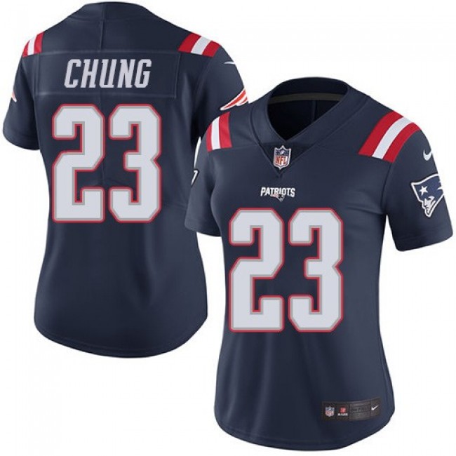 Women's Patriots #23 Patrick Chung Navy Blue Stitched NFL Limited Rush Jersey