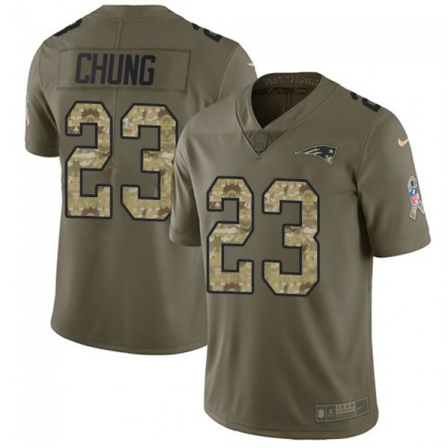 New England Patriots #23 Patrick Chung Olive-Camo Youth Stitched NFL Limited 2017 Salute to Service Jersey