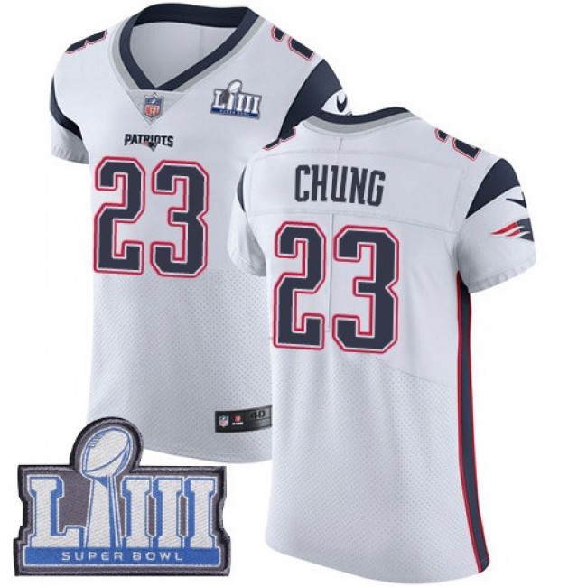 Nike Patriots #23 Patrick Chung White Super Bowl LIII Bound Men's Stitched NFL Vapor Untouchable Elite Jersey